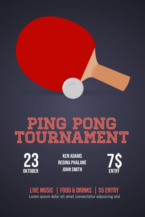 Ping Pong Table Tennis Flyer Template Postermywall