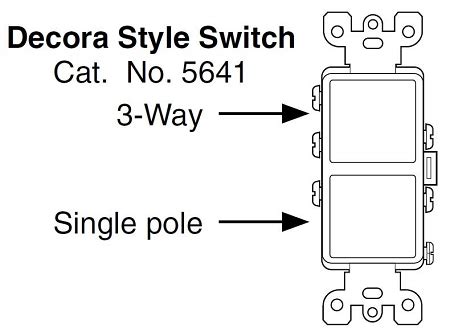 Two way switching schematic wiring diagram (3 wire control). Leviton Decora Combination Stacked Single Pole / 3-Way Switch