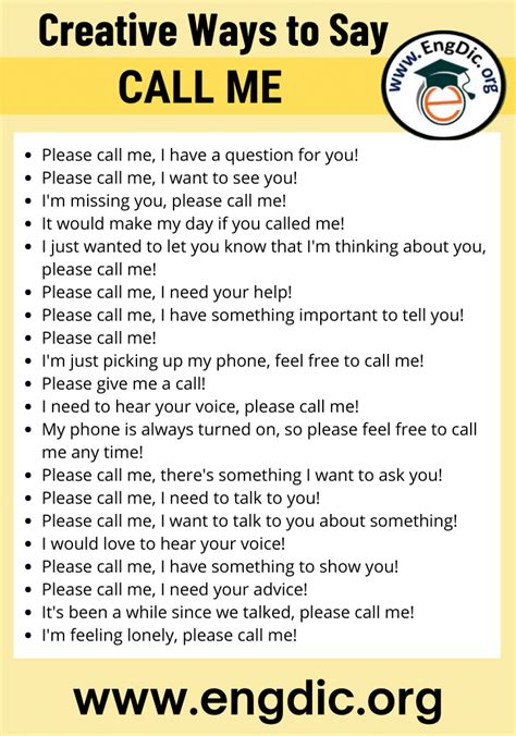 Cute Creative Ways To Say Call Me Engdic