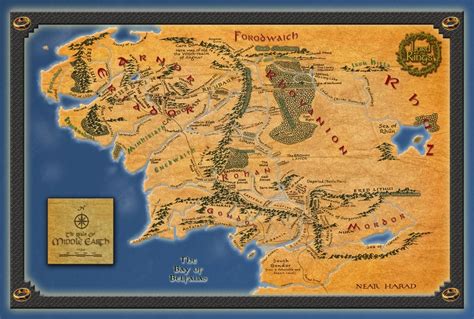 Lord Of The Rings Map Print 12x18 Tolkien Middle Earth Full Etsy