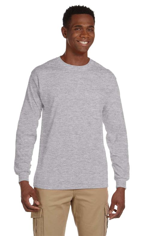 Gildan The Gildan Adult Ultra Cotton Oz Long Sleeve Pocket T Shirt SPORT GREY XL