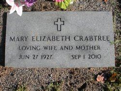 Mary Elizabeth Crabtree Crabtree Find A Grave Memorial