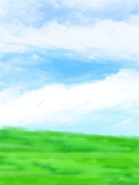 Blue Sky White Clouds Green Grassland H5 Background Material Fresh