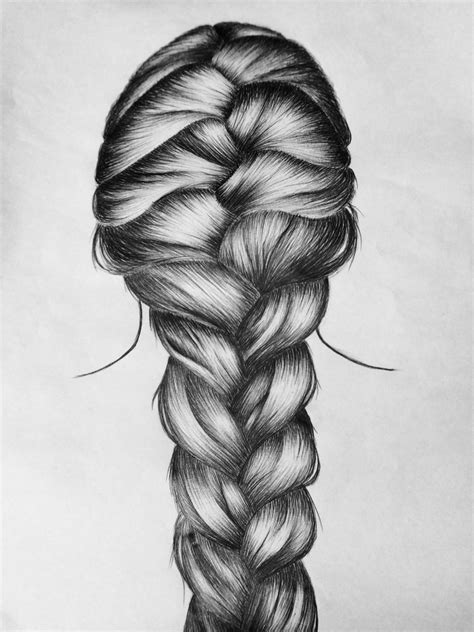 How to paint realistic hair in adobe photoshop: My new French braid pen drawing! | Drawing hair braid, How ...