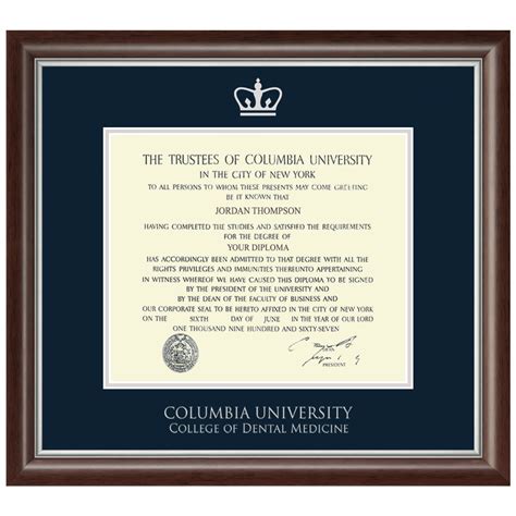 Silver Embossed Diploma Frame In Devonshire Columbia University Item