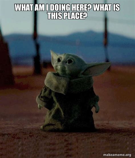 What Am I Doing Here What Is This Place Baby Yoda Make A Meme