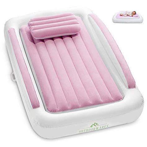 Portable blow up baby mattress inflatable toddler travel bed with safety bumpers. inflatable travel bed for kids Toddler camping or floor ...