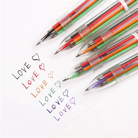 Diy Creative New Writing Colorful Multi Color Ballpoint Pens Cute 6in1 Colors Office School