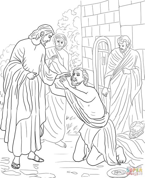 Jesus Heals Blind Bartimaeus Coloring Online Super Coloring
