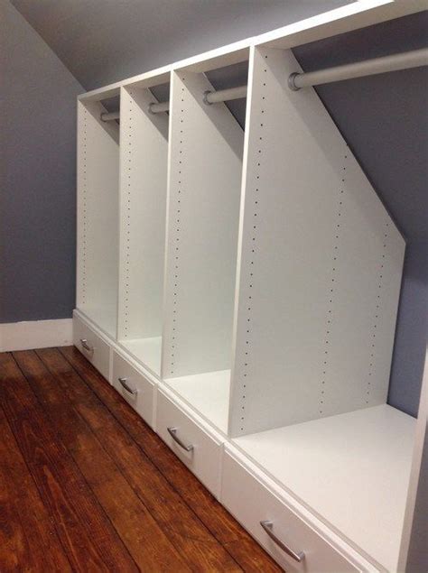 I would love to install horizontal nickel gap paneling on the walls, and sloped ceilings, but am debating whether to add it on the flat ceiling par. Sloped Ceiling Closet Ideas! | Narrow closet, Slanted ...