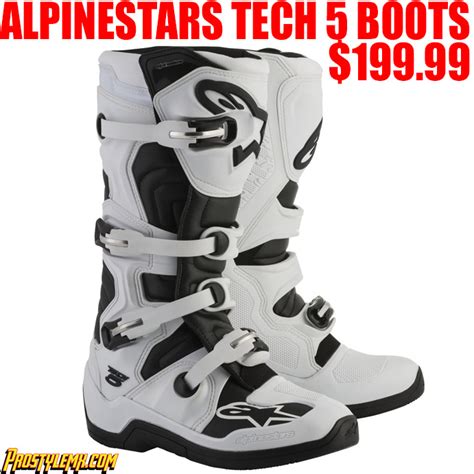 Fast shipping low prices wide selection of motocross gear the best brands 30 day returns user rating of 9.5 great service. ALPINESTARS TECH 5 BOOTS WHITE/ BLACK - Pro Style MX