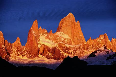 Golden Sunrise At Fitz Roy Mountain In Argentinean Patagonia Photograph