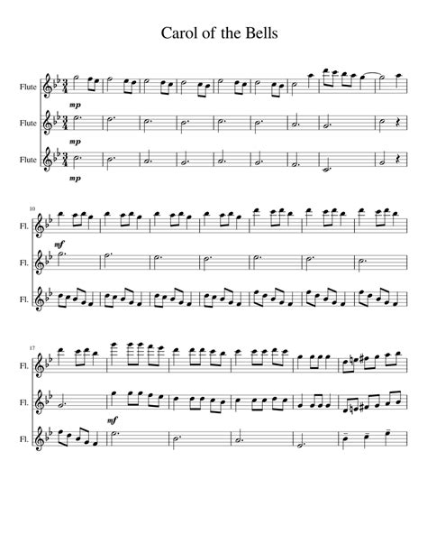 Carol Of The Bells Sheet Music For Flute Mixed Trio