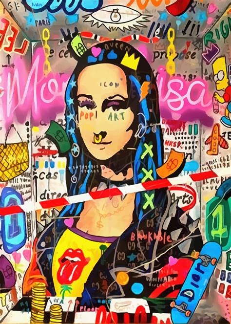 Mona Lisa Street Graffiti Cartel Cartel Cantante Arte De Etsy
