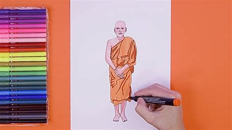 How To Draw A Buddhist Monk Youtube
