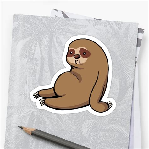 Fat Sloth Sticker By Kangel Redbubble