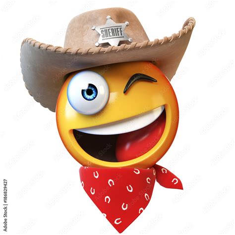 Sheriff Emoji Isolated On White Background Cowboy Emoticon 3d