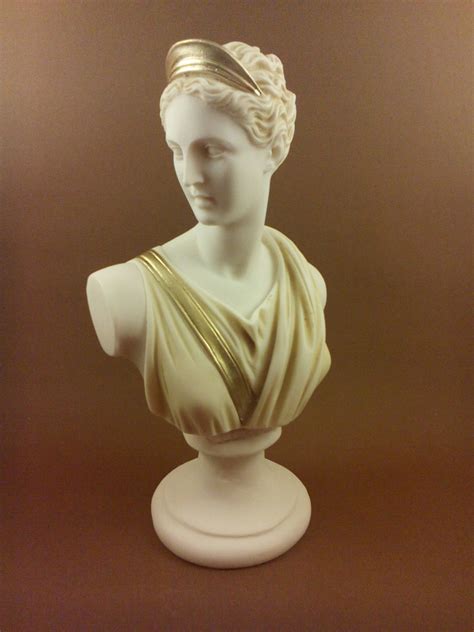 Diana Artemis Alabaster Statue Bust Patina Aged Goddess Of Etsy