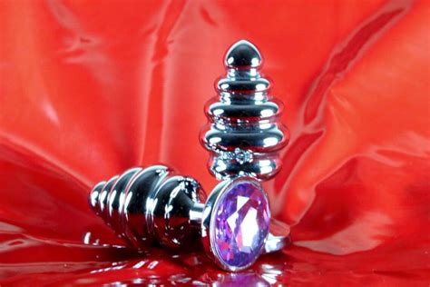 Advanced Stainless Steel Ribbed Jewel Butt Plug Large Mature Etsy