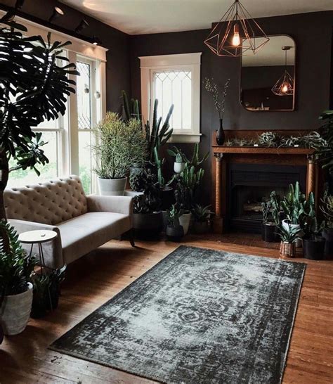 Plants living room dark moody style colors color palette ...