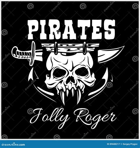 Pirates Jolly Roger Symbol Vector Poster Of Skull With Pirate Eye