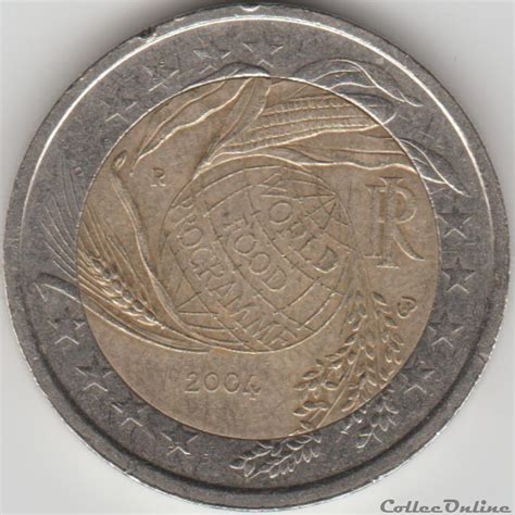 2 Euros 2004 Moedas Euro Itália Metal Brass Metal Copper Nickel