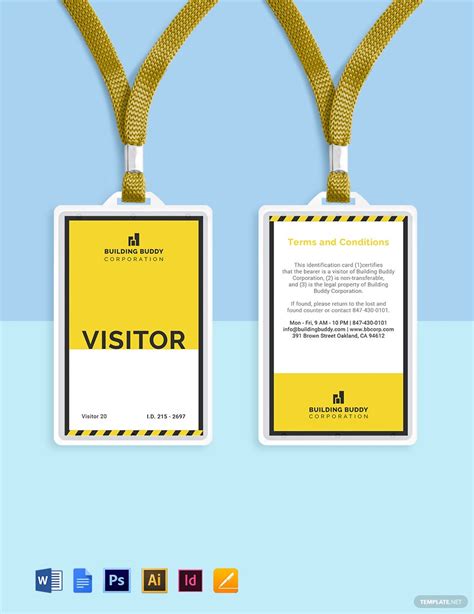 Visitor ID Card Templates Design Free Download Template Net