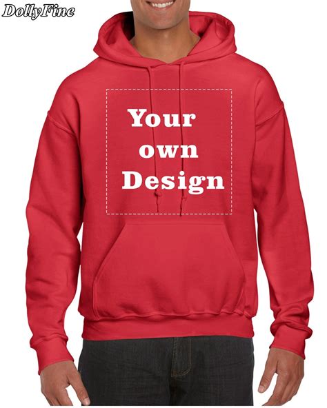 Customized Mens Hoodies Print Your Own Design High Quality Red Hoodie