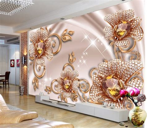 Stunning Luxury Floral Diamond Custom Photomural Wallpaper Design