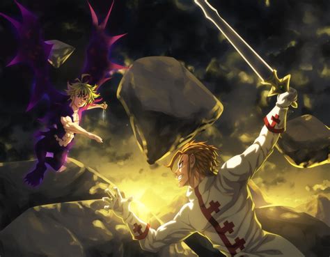 Seven Deadly Sins Anime Episode 1 Meliodas Fighting Arthur By