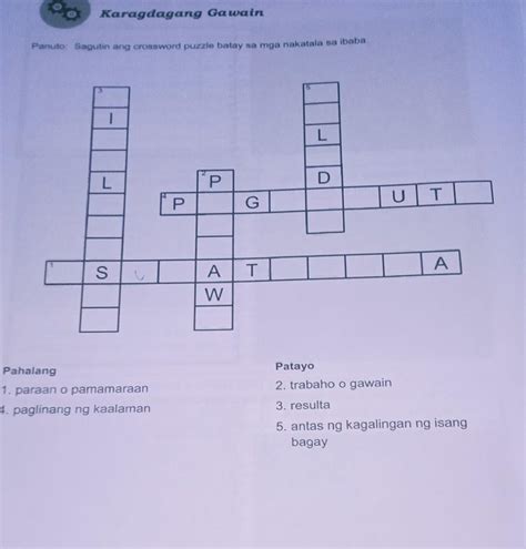 Panuto Sagutin Ang Crossword Puzzle Batay Sa Mga Nakatala Sa Ibaba 3