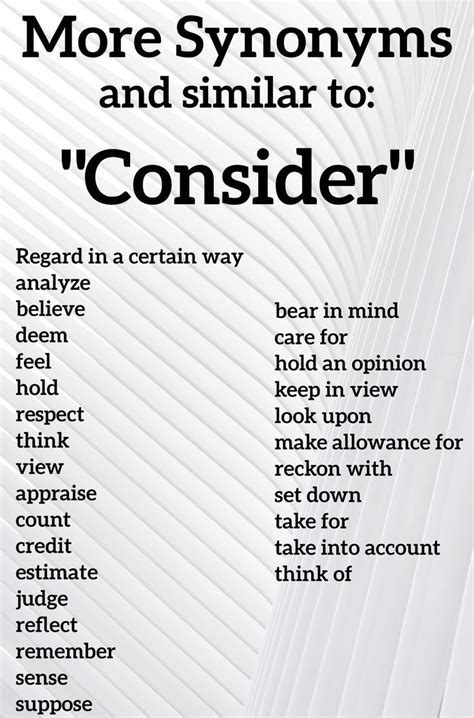 More synonyms for consider in 2021 | Essay writing skills, English ...