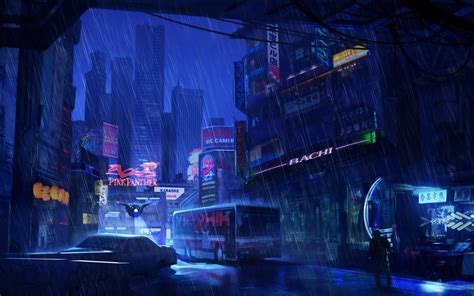 1440x900 Futuristic City Dark Evening Rain 4k Wallpaper1440x900
