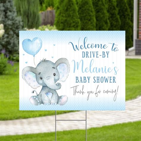 Elephant Boy Baby Shower Yard Sign Drive By Drop Off Welcome Sign