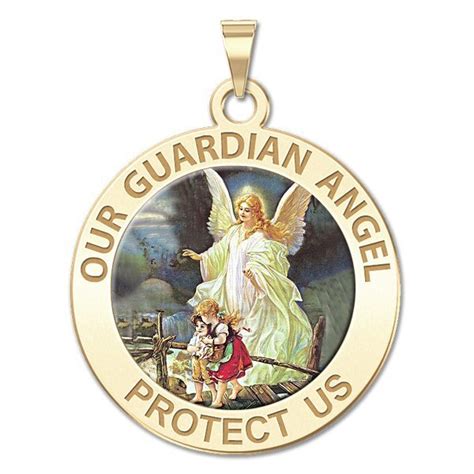 Our Guardian Angel Round Religious Color Medal Exclusive St212 Rc