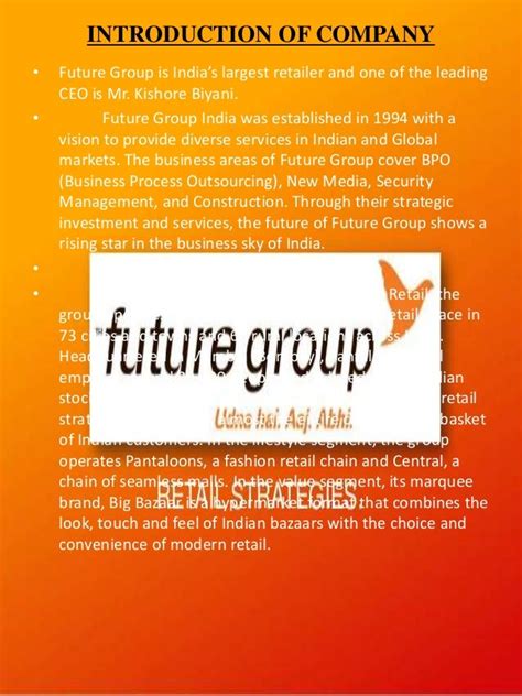 International Management Of Future Group Ppt