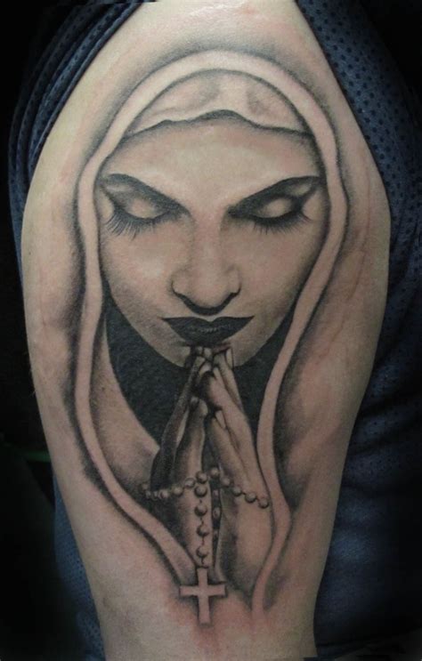 Virgin Mary With Rosary Tattoo Smartcasualweddingoutfitmen