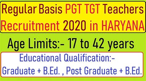 regular basis pgt tgt teachers recruitment 2020 age 17 to 42 years apply now youtube