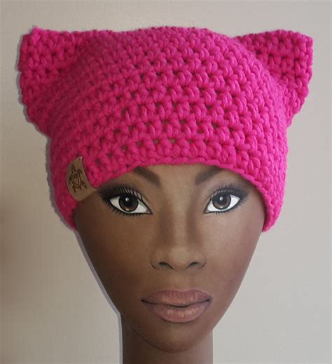 Pussyhat Ready To Ship Official Pussyhat Pink Pussyhat Crochet Cat Ears Hat Bright Pink