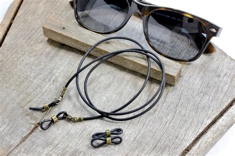 mens black leather eyeglass chain leather lanyard glasses etsy