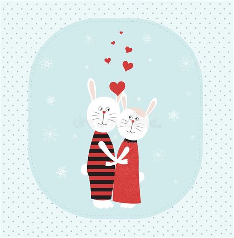 Rabbits In Love Winter Card Stock Vector Illustration Of Beauty