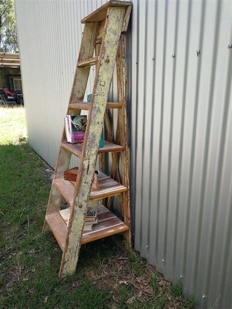 upcycled wooden ladder wood ladder decor old ladder decor wooden ladder decor