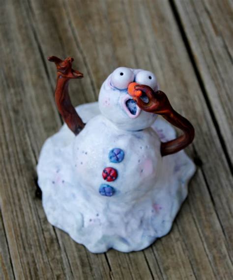 Melting Snowman Polymer Clay Sculpture Etsy