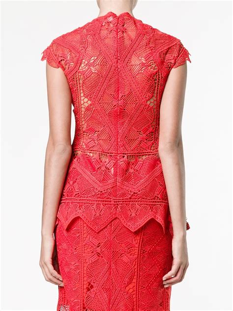 Lyst Jonathan Simkhai Sheer Lace Top In Red