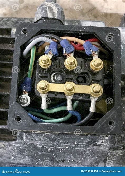 A Junction Box of a Three-phase Star-connected Motor Stock Image