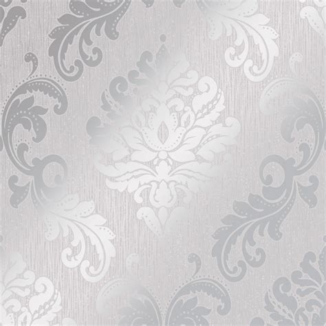 Chelsea Glitter Damask Wallpaper In Soft Grey And Silver I Love Wallpaper