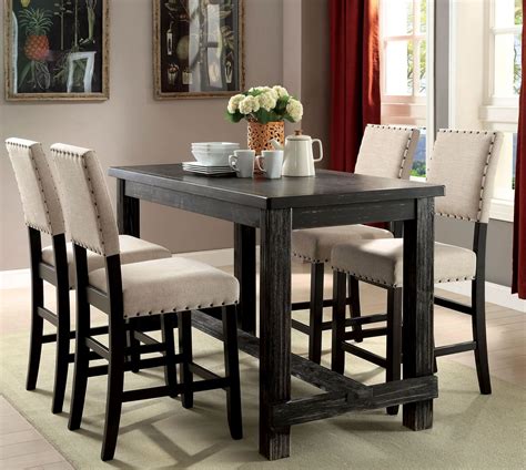Measure the height of a stool. Sania II Antique Black Counter Height Dining Room Set from ...