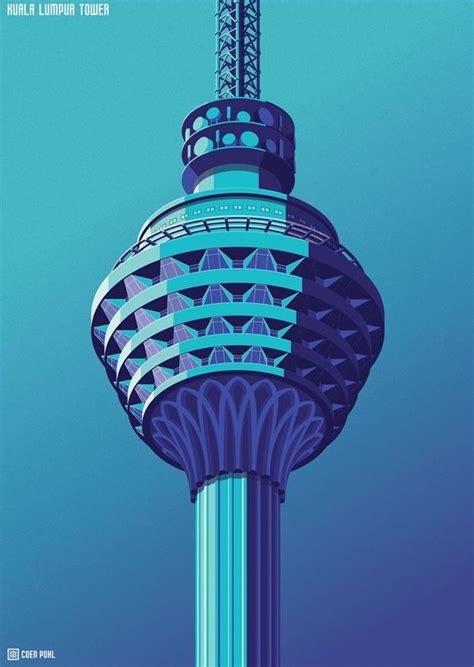 Looking for work is hard work. Kuala Lumpur Tower ~ Coen Pohl | Isometric illustration ...