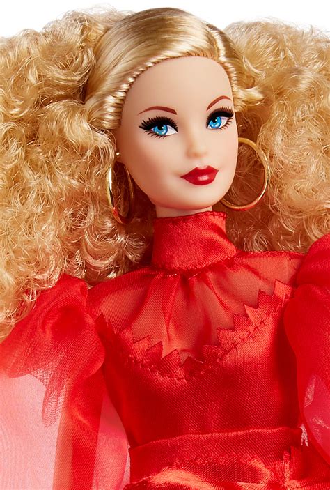 Buy Barbie Collector Mattel 75th Anniversary Doll 12 In Blonde Curly Hair In Red Chiffon Gown