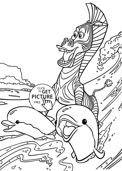 This is the 3rd version of madagascar 3. Marty Madagascar coloring pages for kids with dolphins ...
